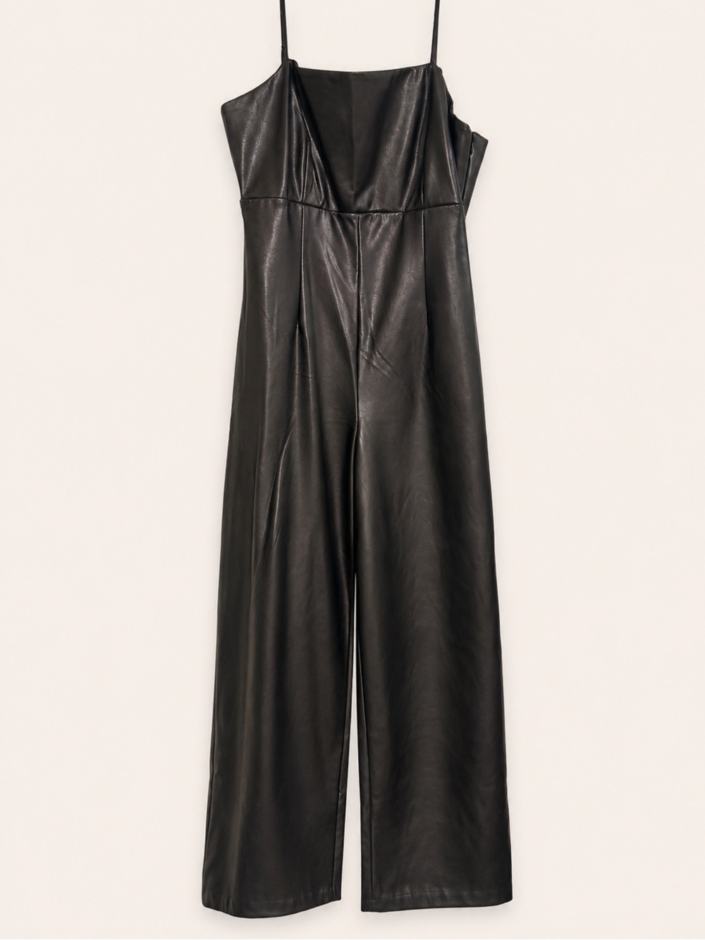 Banana Republic Stretchy Faux Leather Wide Leg Jumpsuit Size 14